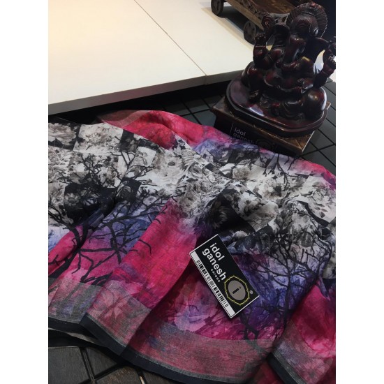 IG1087 Pure handloom Lenin/Lenin sarees