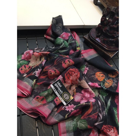 IG1090 Pure handloom Lenin/Lenin sarees