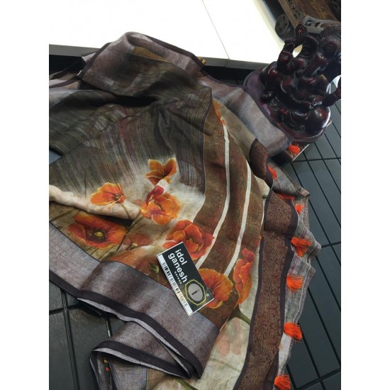 IG1096 Pure handloom Lenin/Lenin sarees