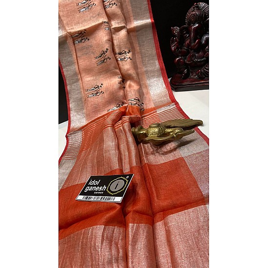 IG1214 Pure handloom Lenin/Lenin sarees 