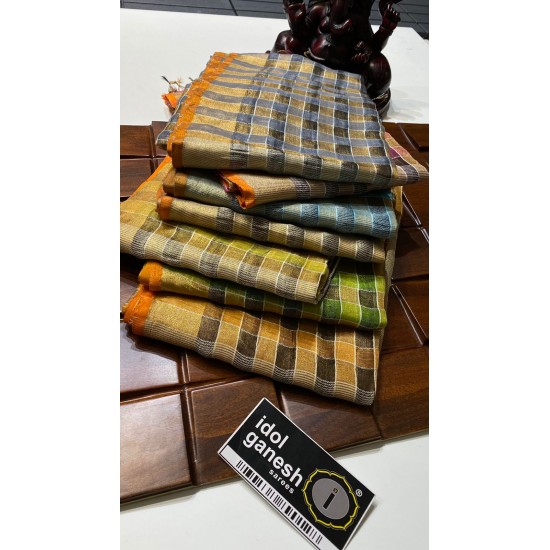 IG1217 Pure handloom tissue/Lenin sarees 