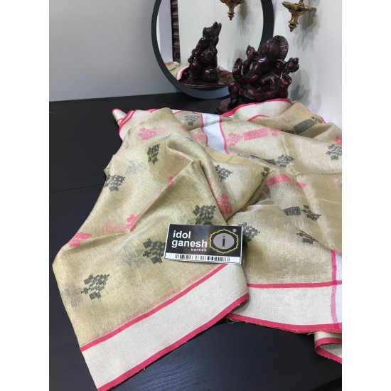 IG1475 Pure tissue/Lenin Handloom sarees  