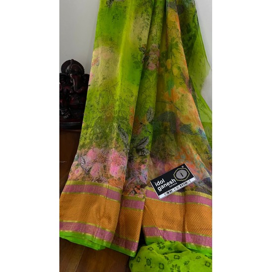 IG168 Lite weight jute net kanchi border sarees