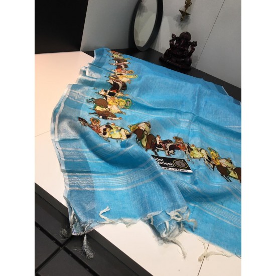 IG1687 Pure handloom Lenin/Lenin sarees 