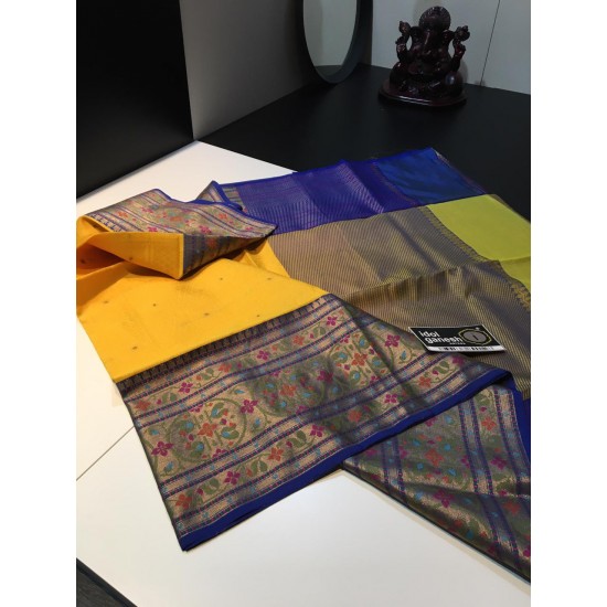 IG1787 Lite weight paithani double jari multi-color