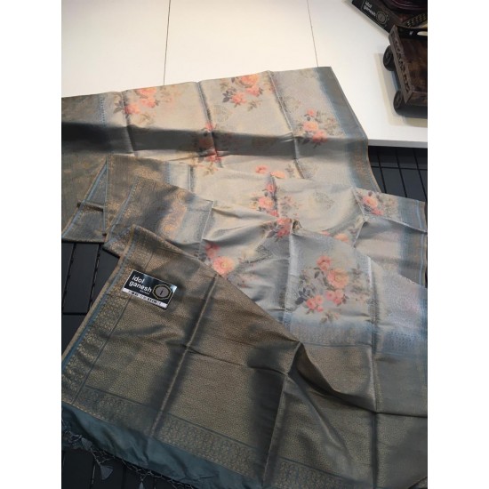 IG282  soft silk weaving sarees with  digital prints 