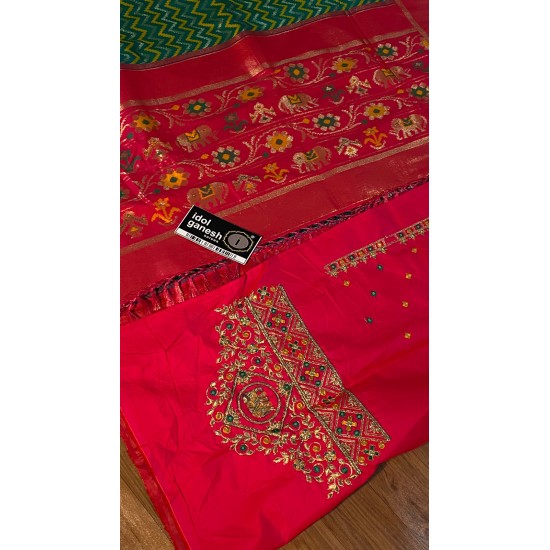 IG2881 Lite weight pure soft munga silk pattu 