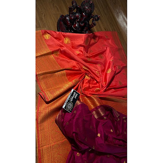 IG3649 Lite weight soft dupion pattu 