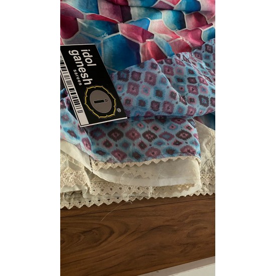 IG3662 Pure chiffon-printed sarees