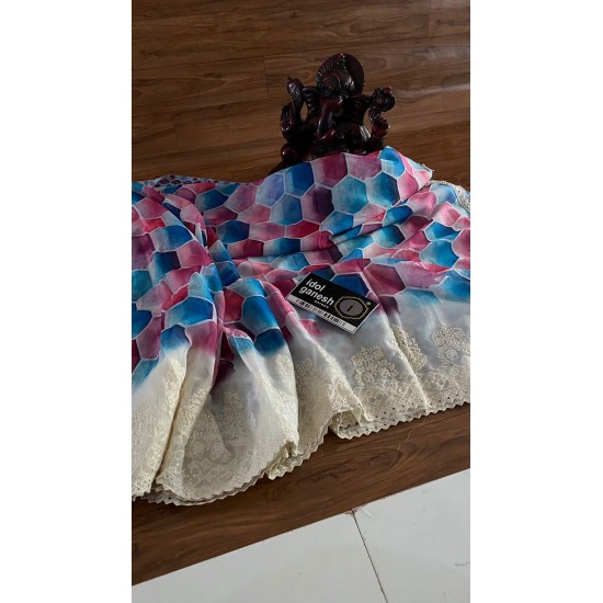 IG3662 Pure chiffon-printed sarees