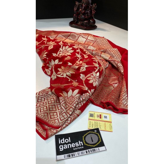 IG380 Pure Hand looms kaddi Georgette sarees 