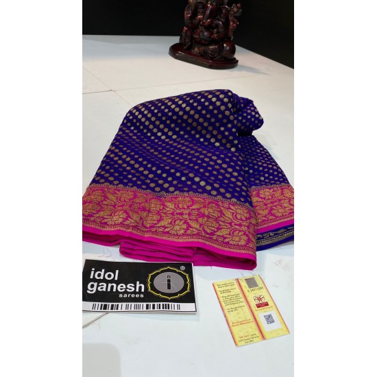 IG381 Pure Hand loom kaddi Georgette sarees