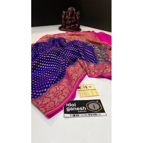 IG381 Pure Hand loom kaddi Georgette sarees
