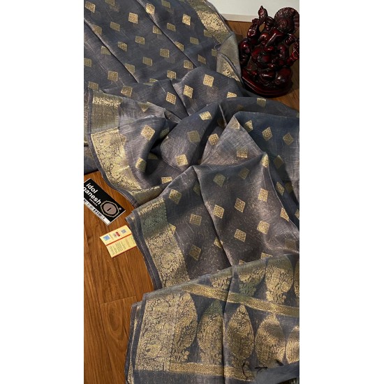 IG3825 Pure handloom silk Lenin pattu