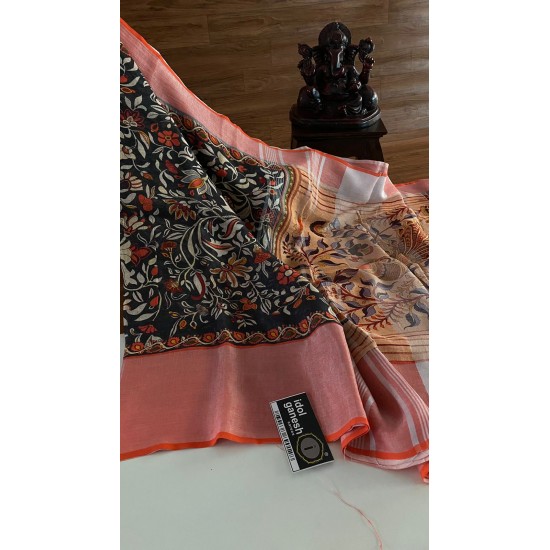 IG401 Pure lenin with beautiful kalamkari prints IG401 Pure lenin with beautiful kalamkari prints