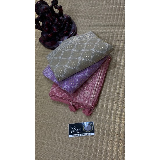 IG5334 pure handloom georgette Lucknow embroidery 