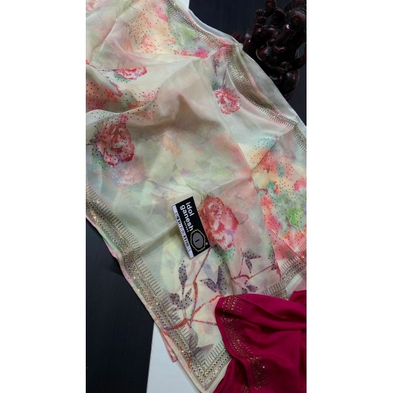 IG5676  pure handloom organza print 