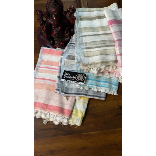 IG6654  pure handloom lenine/lenine sarees 