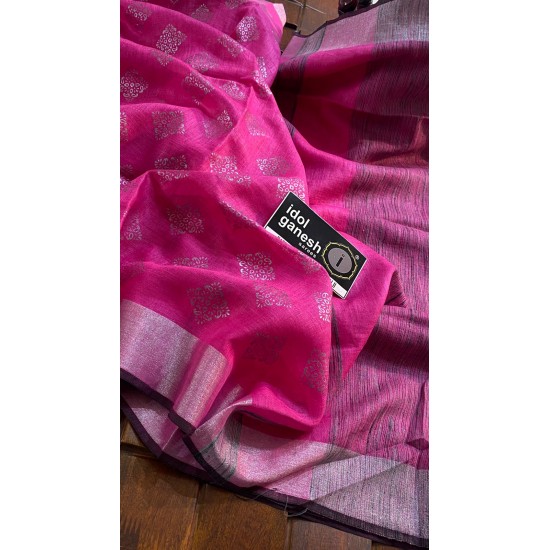 IG6836pure handloom lenine/lenine saree  