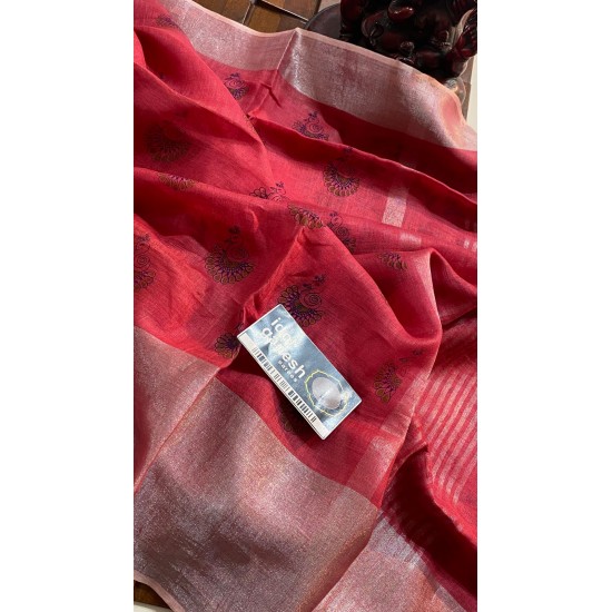 IG6839Pure handloom  lenine/lenine saree 