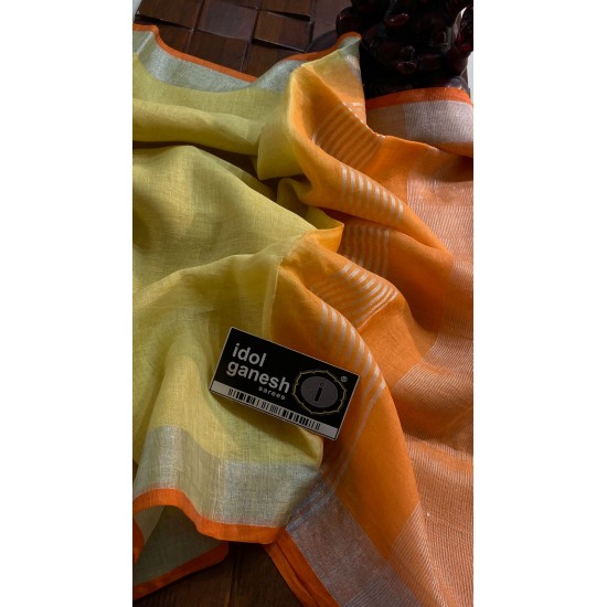 IG6849pure handloom lenine/lenine saree 