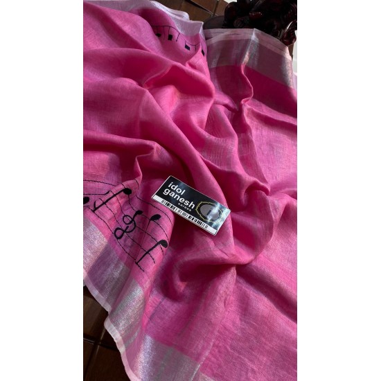 IG6850: pure handloom lenine/lenine saree  