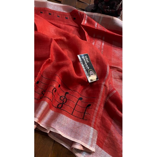IG6850: pure handloom lenine/lenine saree  