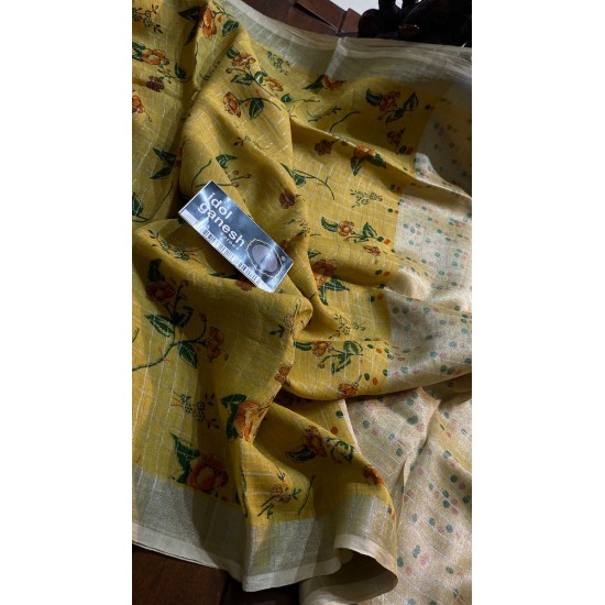 IG6857pure handloom lenine/lenine sarees 