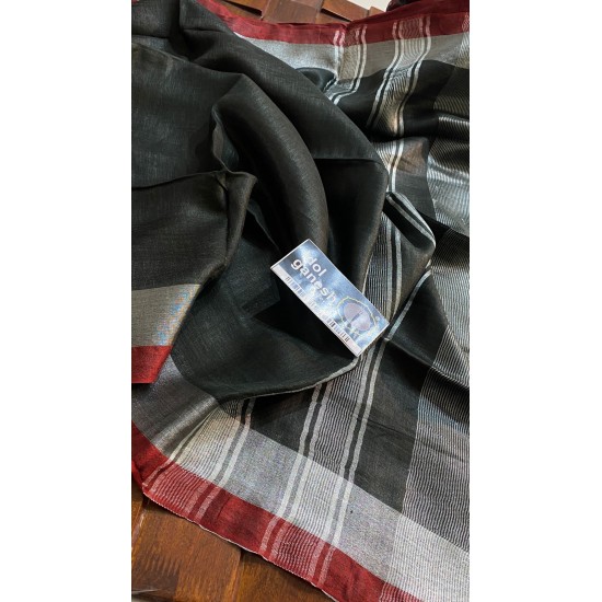 IG6860pure handloom lenine/lenine saree 