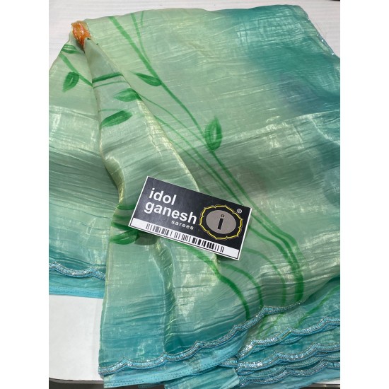 IG6903 lite weight muslin crush along with hand brush entire saree