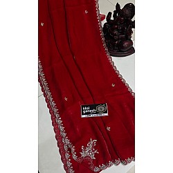 IG6916 lite weight pure velvet chiffon saree  