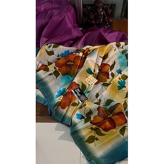 IG6957 pure handloom pure silk along with real hand brush 