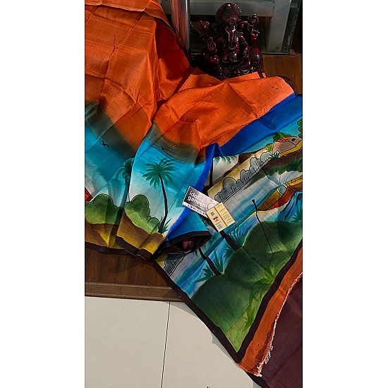 IG6957 pure handloom pure silk along with real hand brush 