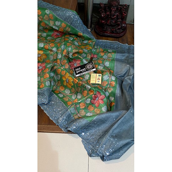 IG6974 pure handloom tusser/tusser print 