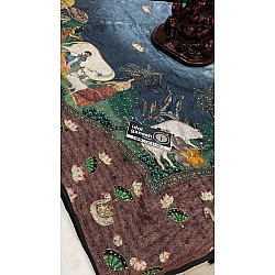 IG6988ightweight tusser crush pichwai print 