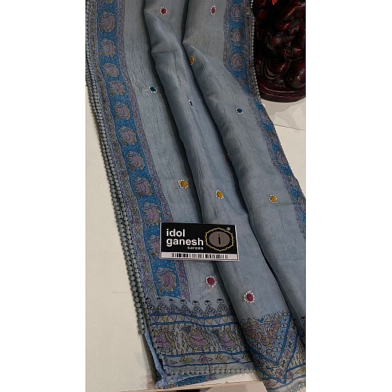 IG7004  lite weight pure soft Tissu crush block print  