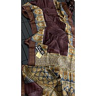 IG7086:pure handloom tusser jari Chek weaving