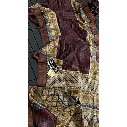 IG7086:pure handloom tusser jari Chek weaving