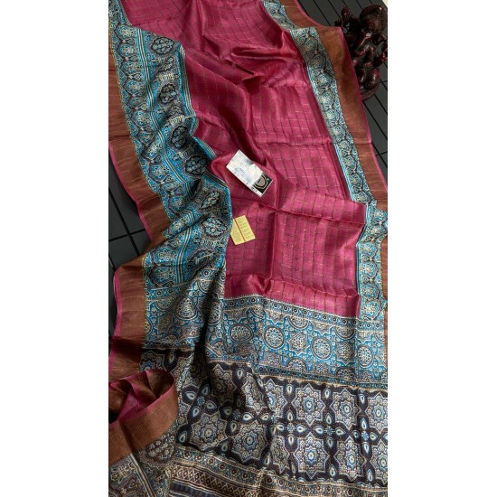 IG7087pure handloom tusser jari Chek weaving IG7087pure handloom tusser jari Chek weaving