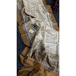 IG7089pure handloom tusser jari Chek weaving
