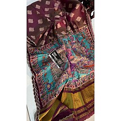 IG7325 lite weight pure soft crape jari weaving 