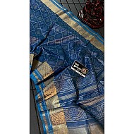 IG7352lite weight fine tusser ikkat weaving sarees