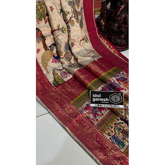 IG7397 lite weight pure kanchi crape pashmina weaving  