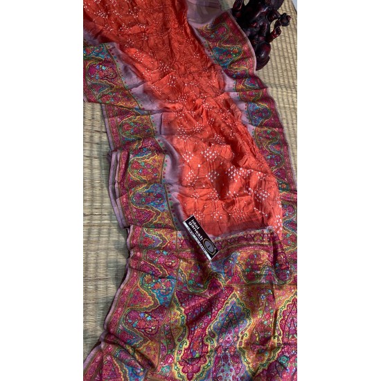 IG7440:pure pashmina weaving sarees Tanjore painted IG7440:pure pashmina weaving sarees Tanjore painted