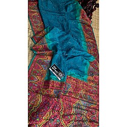 IG7441:pure pashmina weaving sarees Tanjore painted  