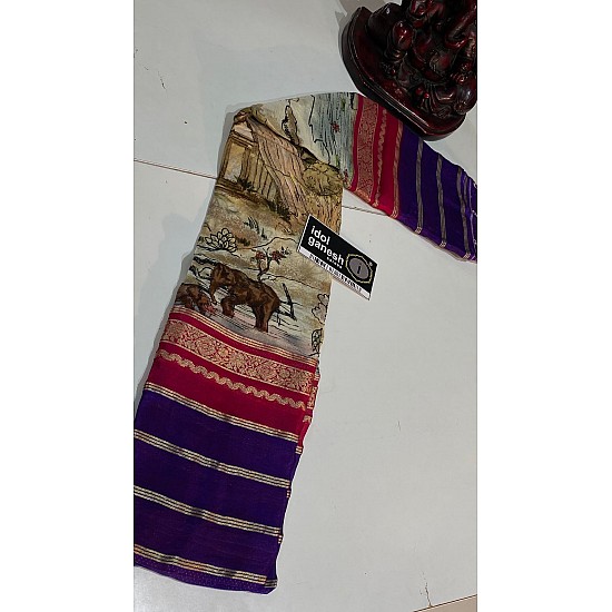 IG7451 pure Mysore silk ganga jamuna style weaving  