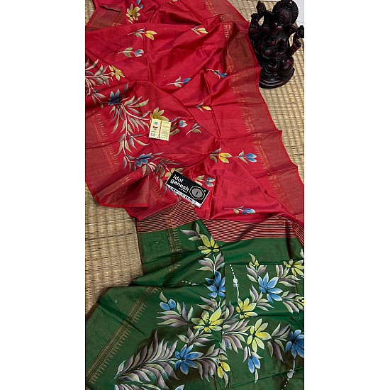 IG7546:pure handloom kathan pattu weaving border  