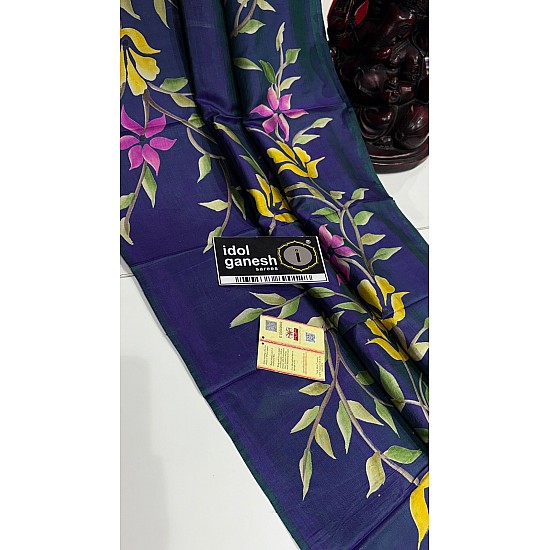 IG7549pure handloom kathan pattu/pattu border less 