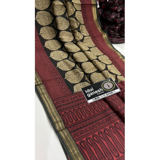 IG7570lite weight pure assami crape kanchi weaving border 