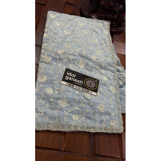 IG7746:lite weight pure tissue chiffon jale Embridory 